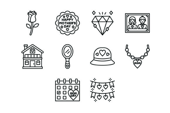 10 Mother Day Outline Icons Bundle: A Practical Design Resource