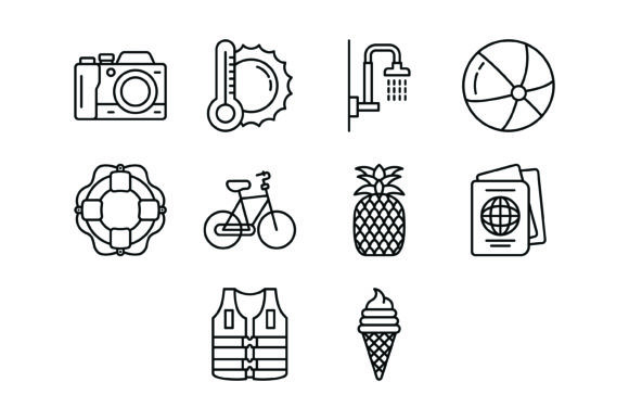 10 Summer Outline Icons Bundle: Your Design Toolkit for the Season