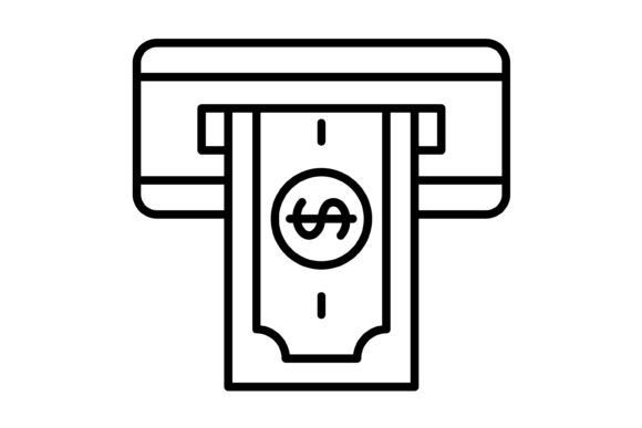Cash Withdrawal Outline Icon: A Versatile Design Asset