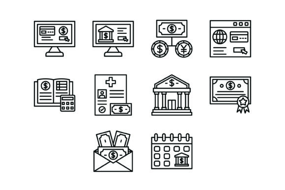 Essential Banking Finance Outline Icons for Modern Projects