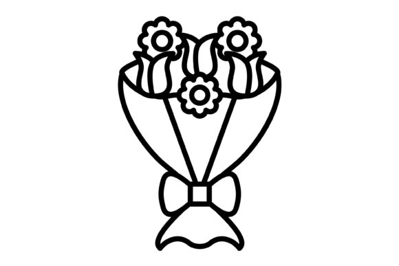 Flower Bouquet Outline Icon: Versatile Vector Design