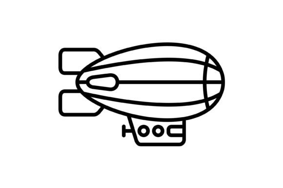 Modern Airship Outline Icon: Essential Vector Design Assets
