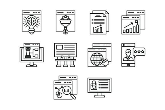 Visual Clarity in a Crowded Digital Space: Leveraging the 10 Digital Marketing Outline Icon Bundle